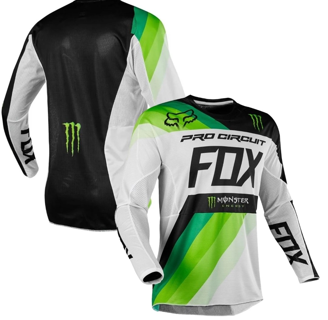 Moto dres FOX černo-bílo-zelený